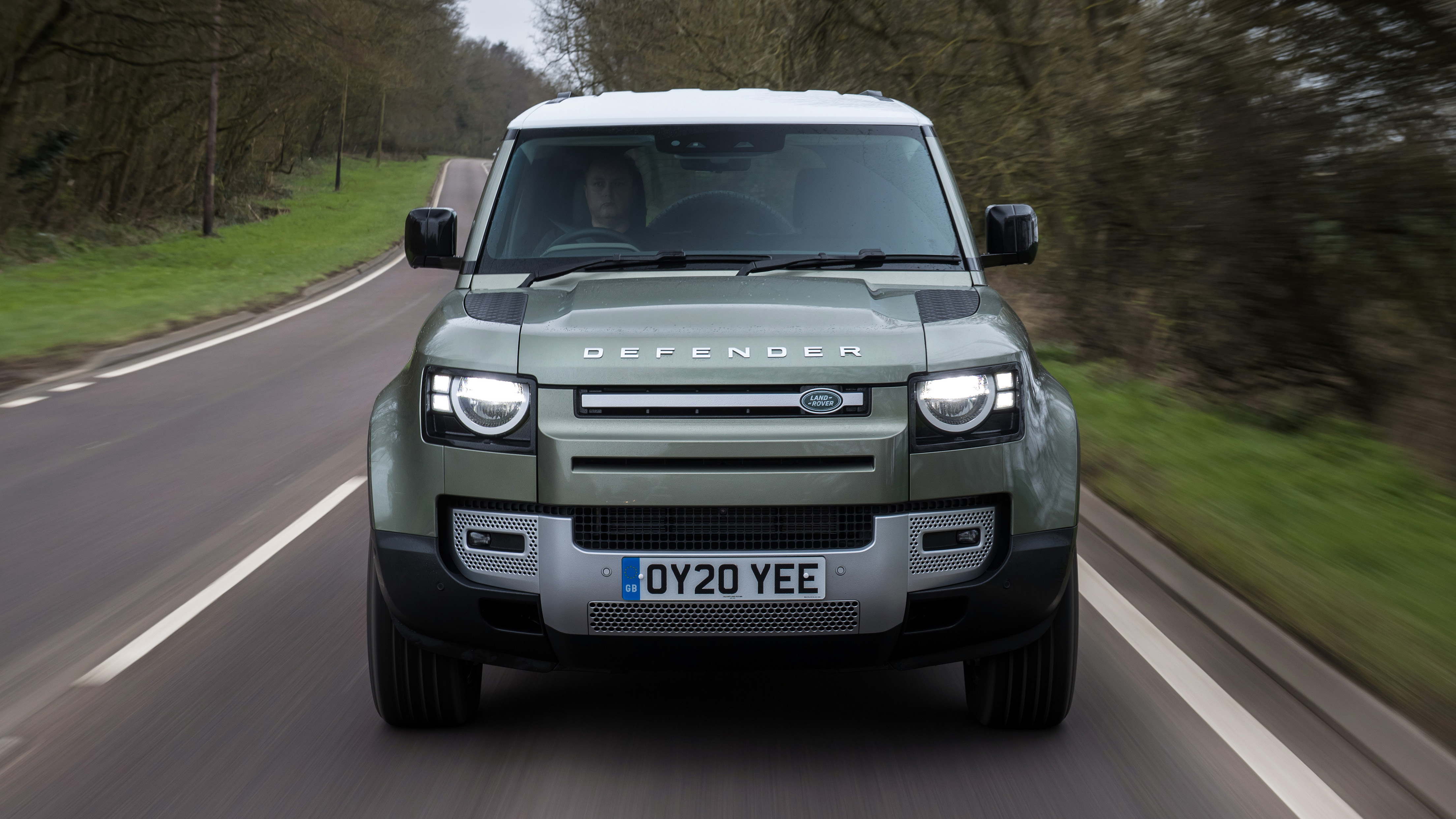 Land Rover Defender 110 - front on dynamic view