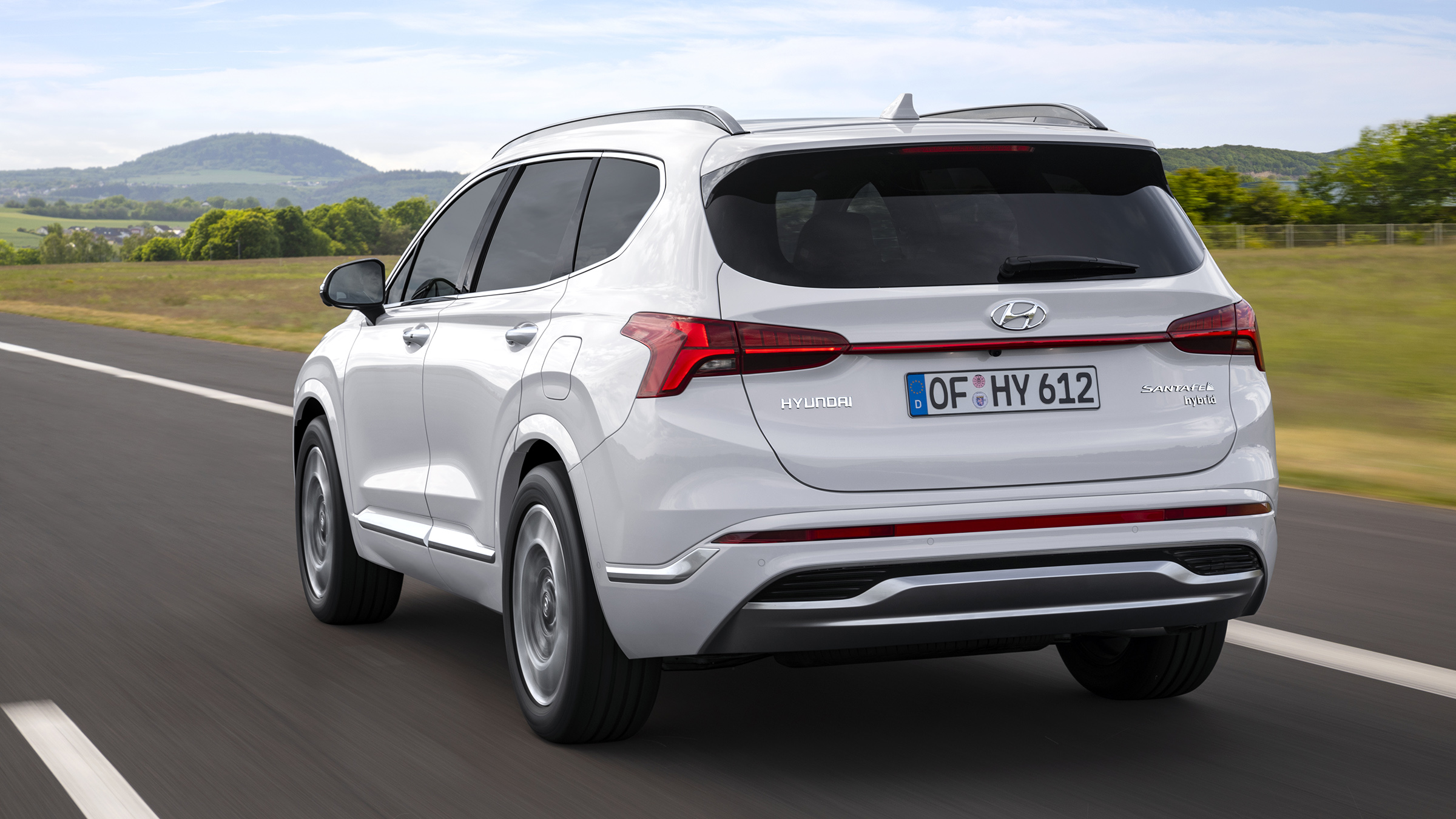 2020 Hyundai Santa Fe driving - rear