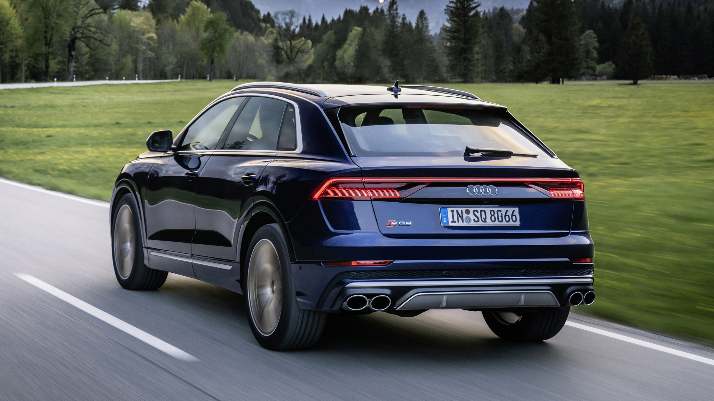 Audi SQ8 driving - rear view