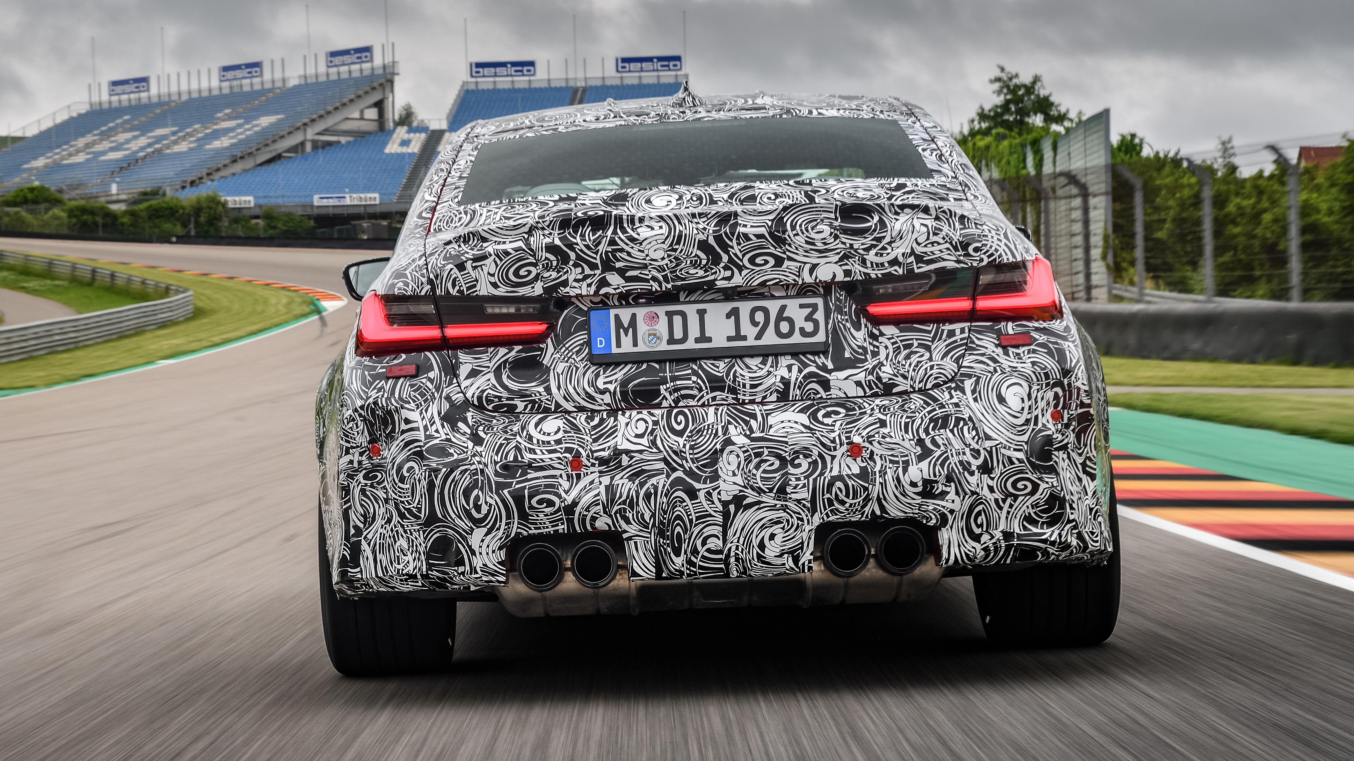 2020 BMW M3 saloon prototype - rear low down view