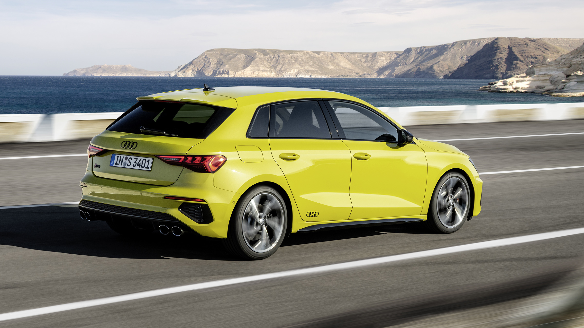2020 Audi S3 Sportback driving - rear view