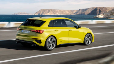2020 Audi S3 Sportback driving - rear view