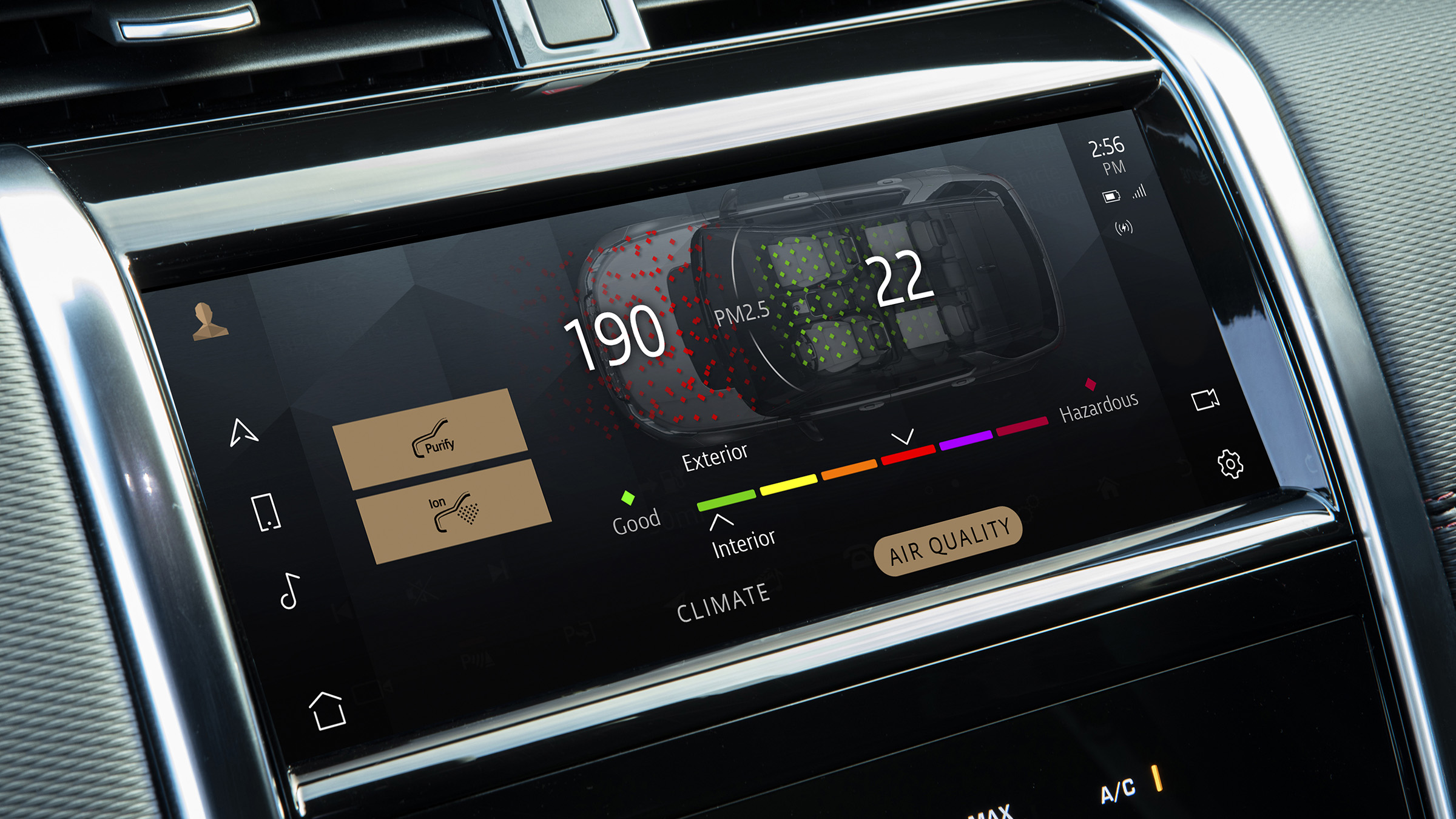 2020 Land Rover Discovery Sport screen - particulate filter display