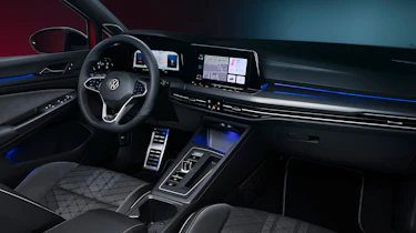 2020 Volkswagen Golf Estate R-Line interior with sat nav screen showing