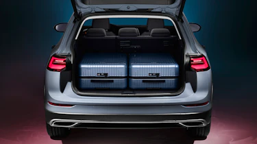 2020 Volkswagen Golf Estate Alltrack boot with two large suitcases