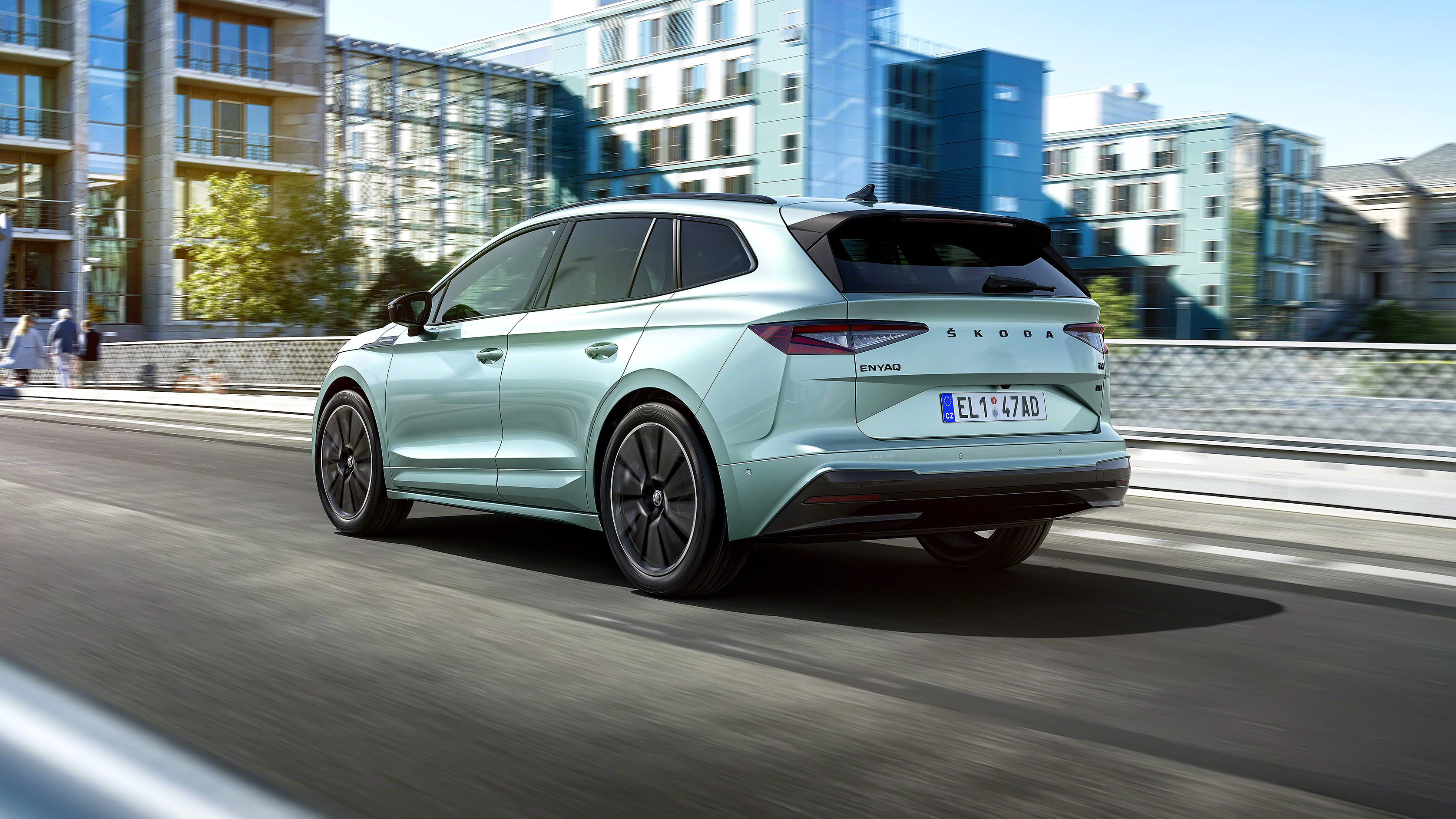 2021 Skoda Enyaq iV - rear 3/4 dynamic 
