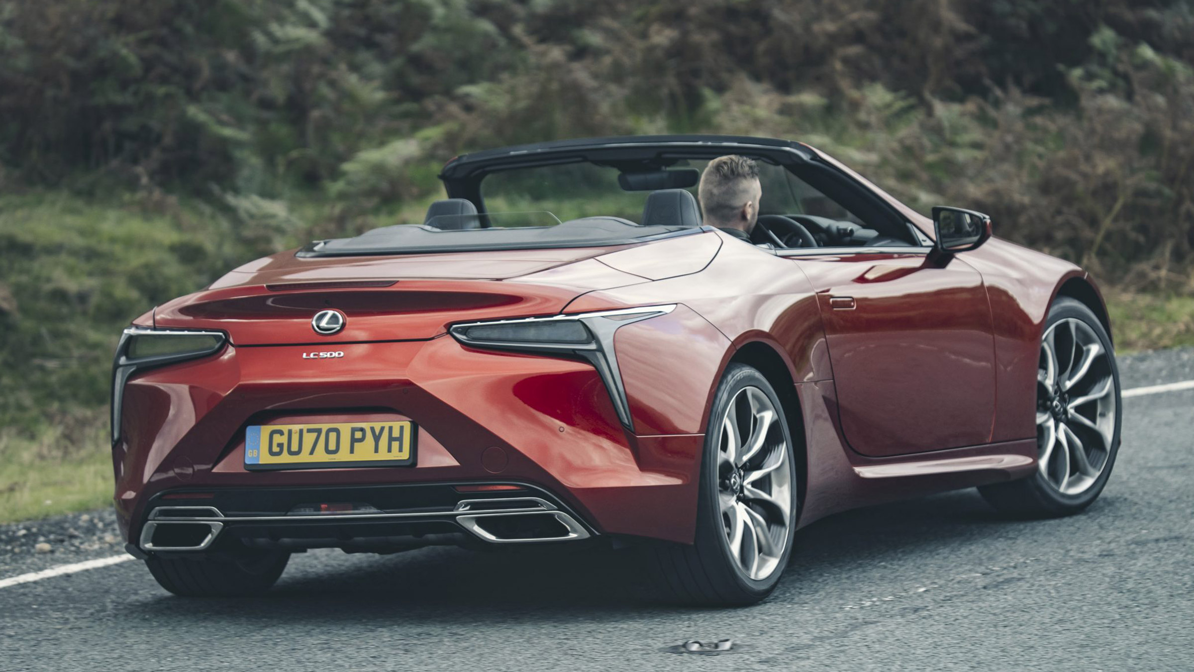 Lexus LC Convertible rear 3/4 driving