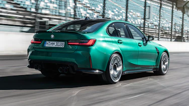 2021 BMW M3 Competition saloon - rear 3/4 view dynamic