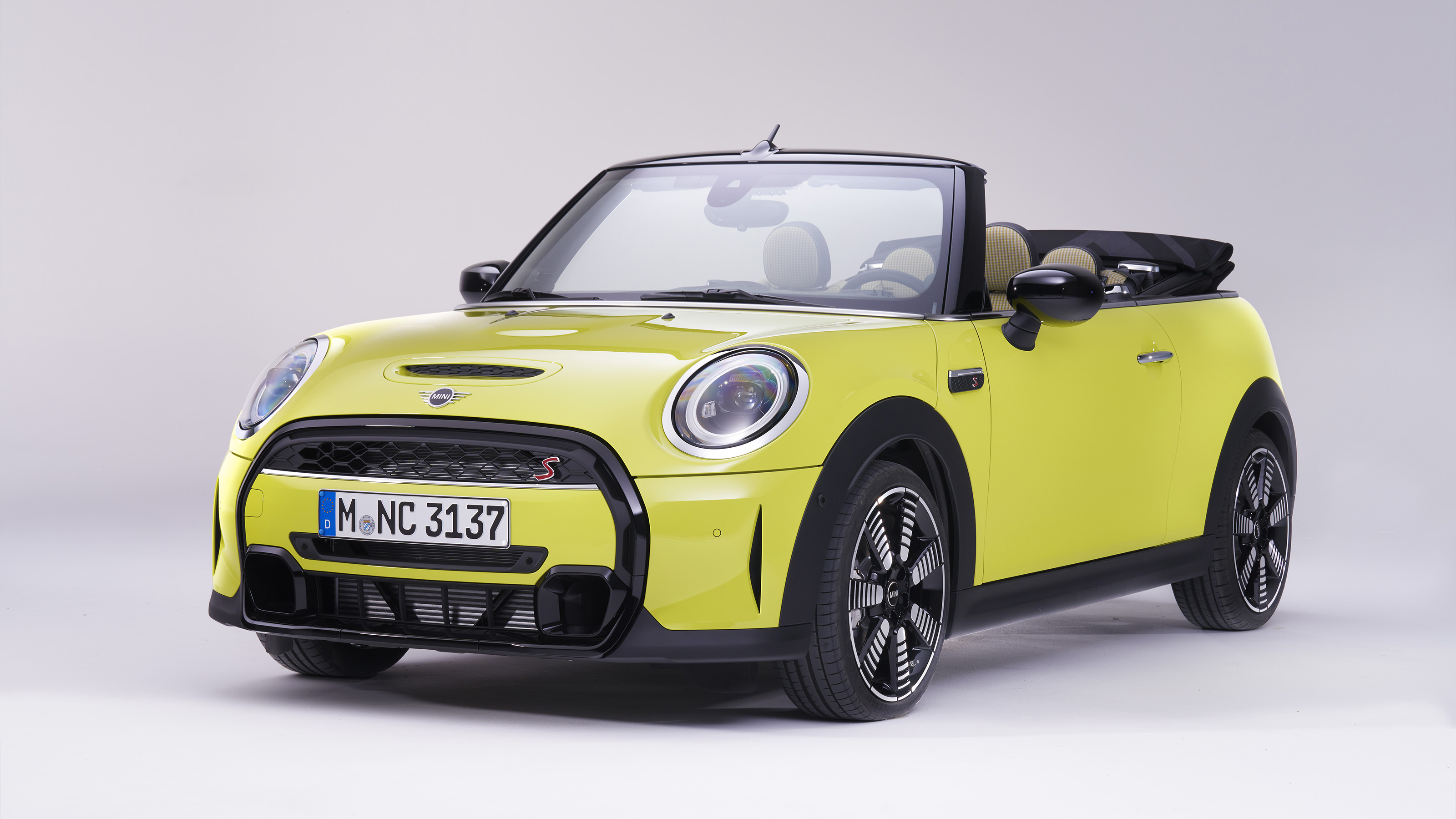 MINI Cooper S convertible with roof down