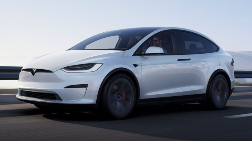 2021 Tesla Model X Plaid - front 3/4 view