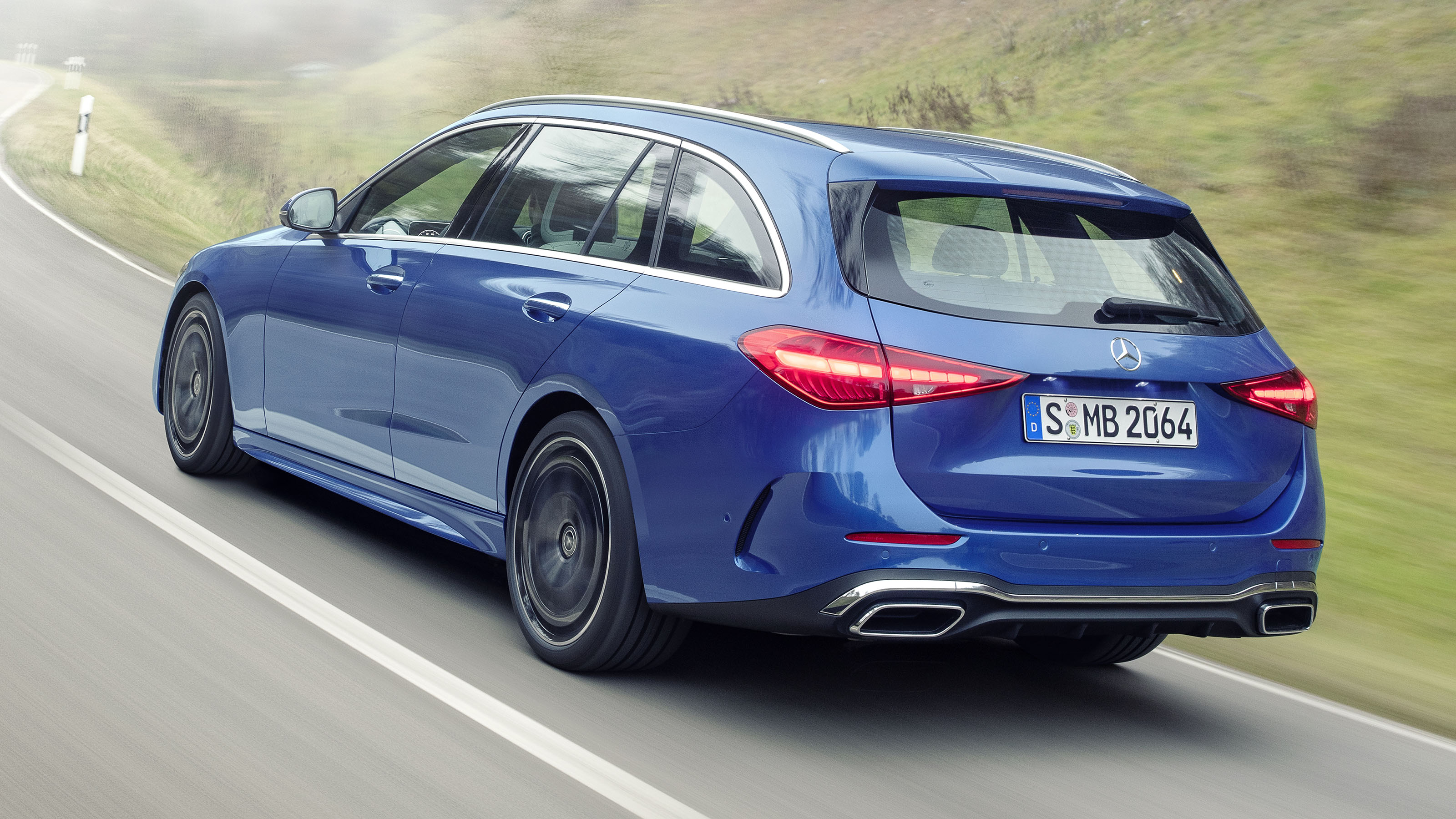 2021 Mercedes C-Class estate driving - rear