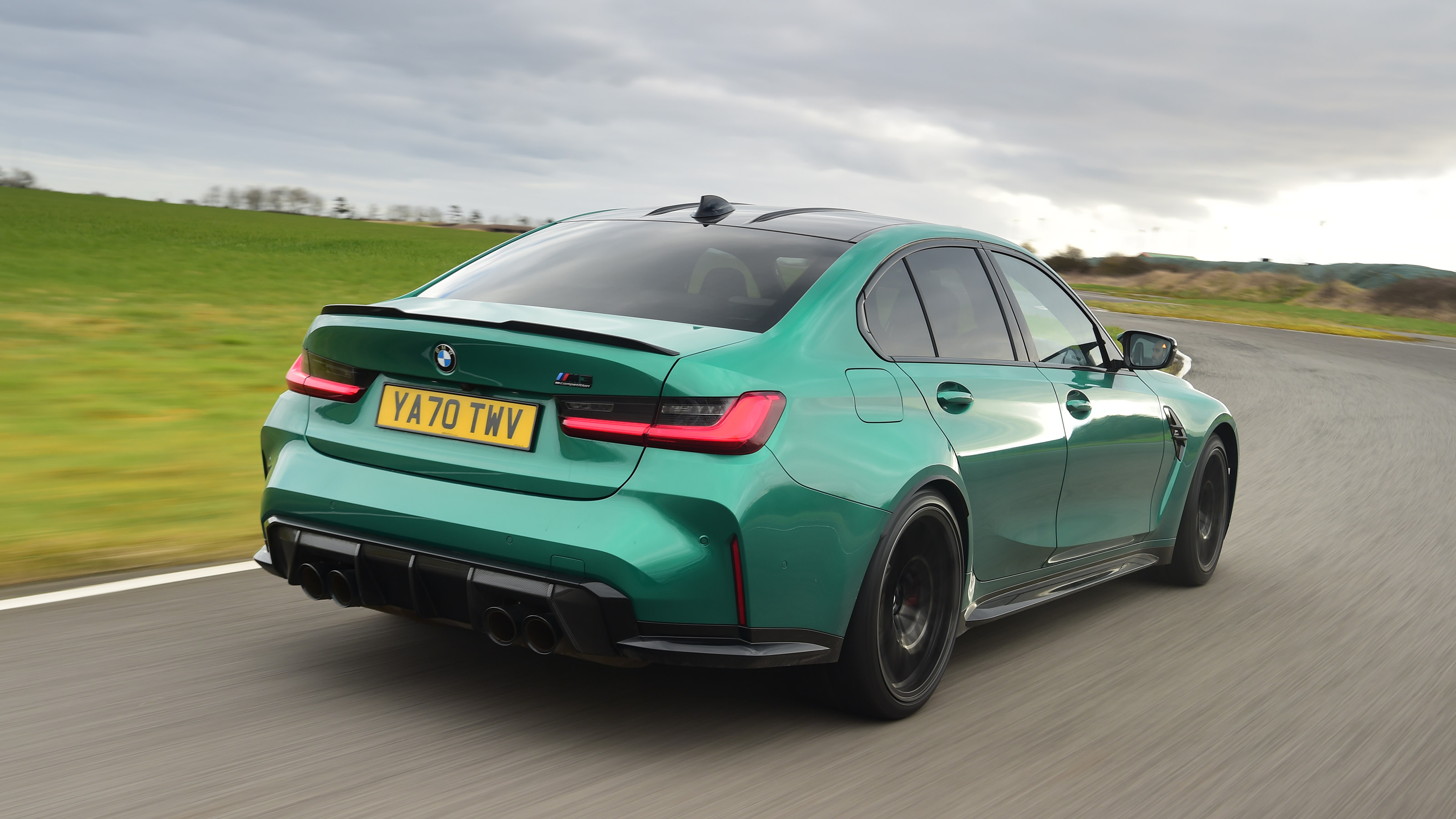 BMW M3 Competition saloon - rear 3/4 view