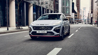 2021 Hyundai Kona N - front 3/4 view dynamic