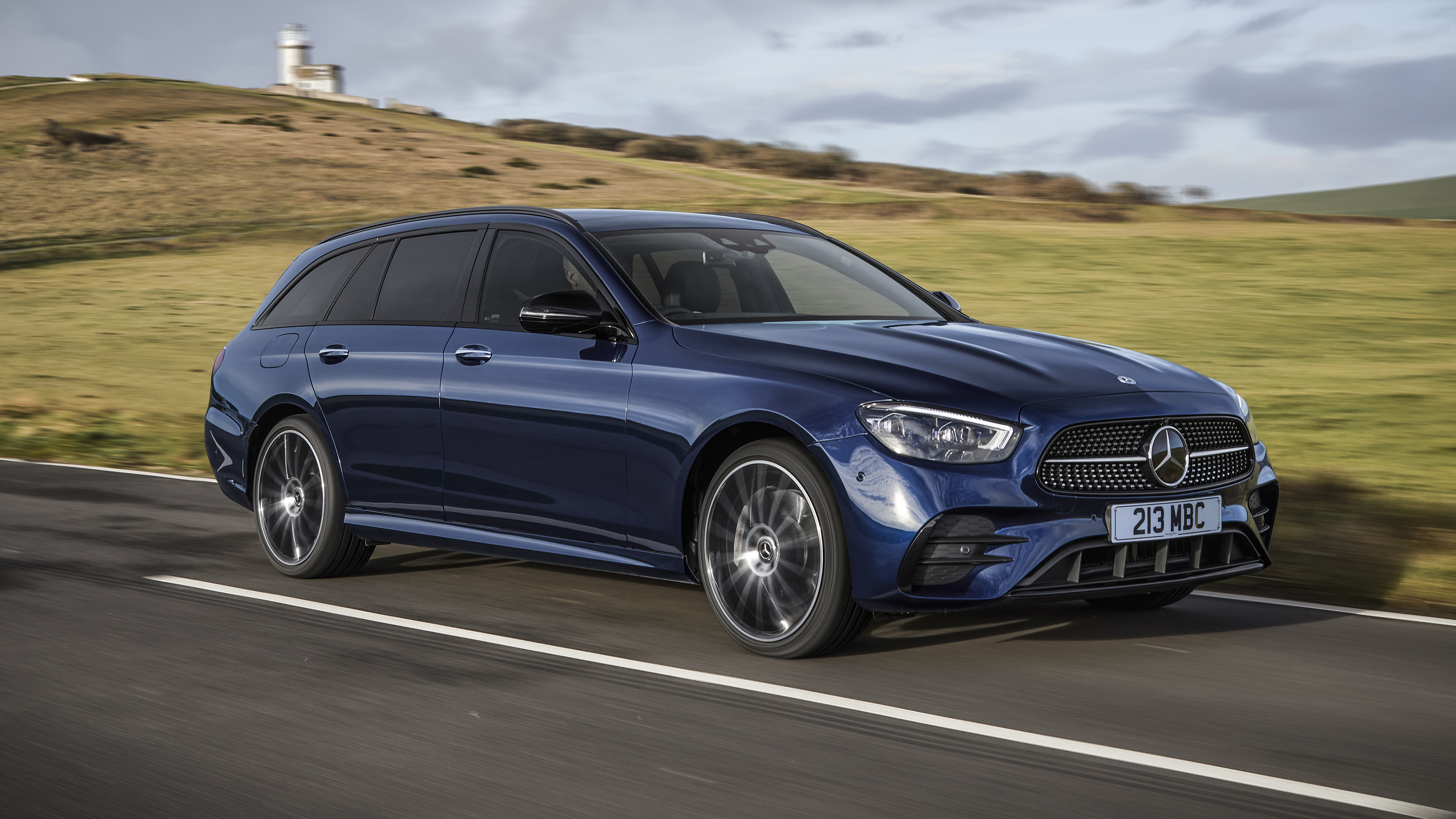 Facelifted Mercedes E-Class estate driving