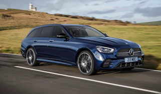 Facelifted Mercedes E-Class estate driving