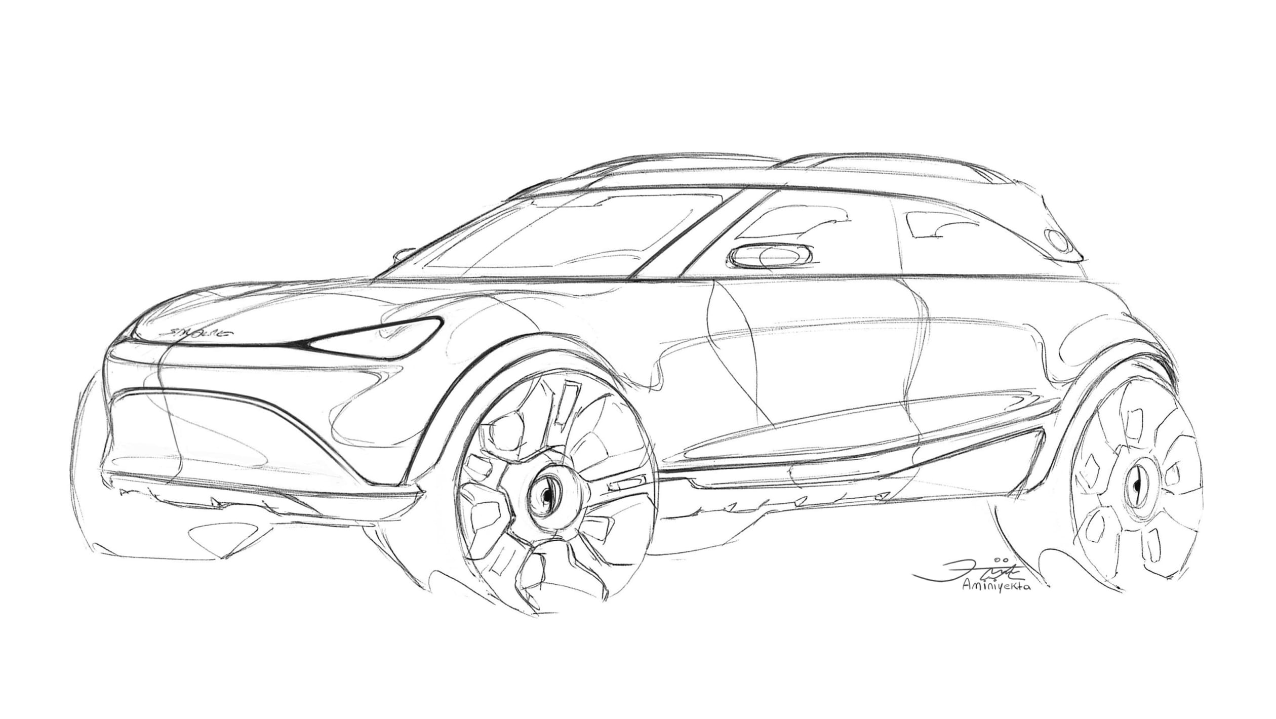 2023 Smart SUV - front 3/4 sketch, left 