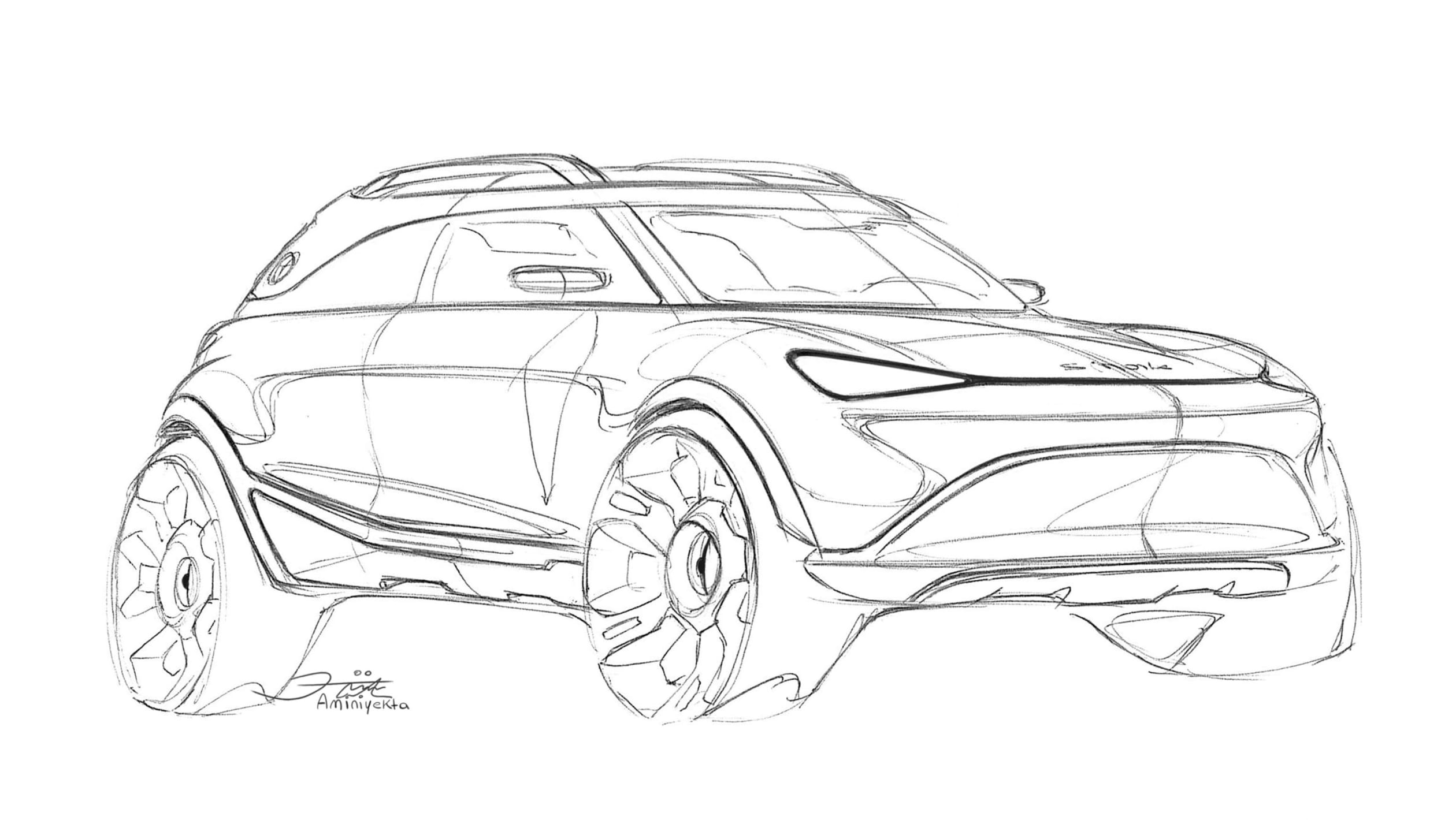 2023 Smart SUV - front 3/4 sketch, right 