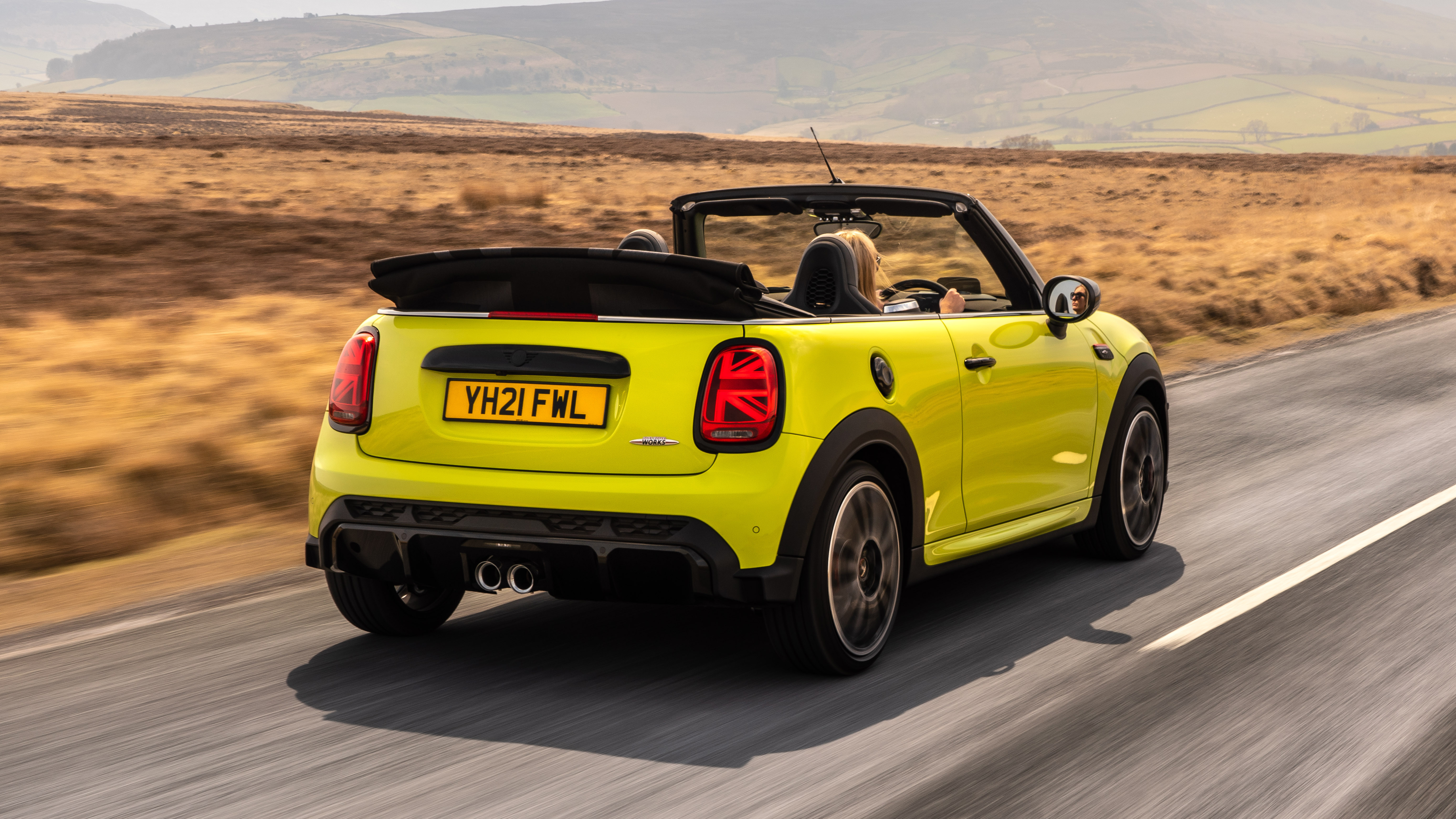 2021 MINI Convertible driving - rear view, roof down