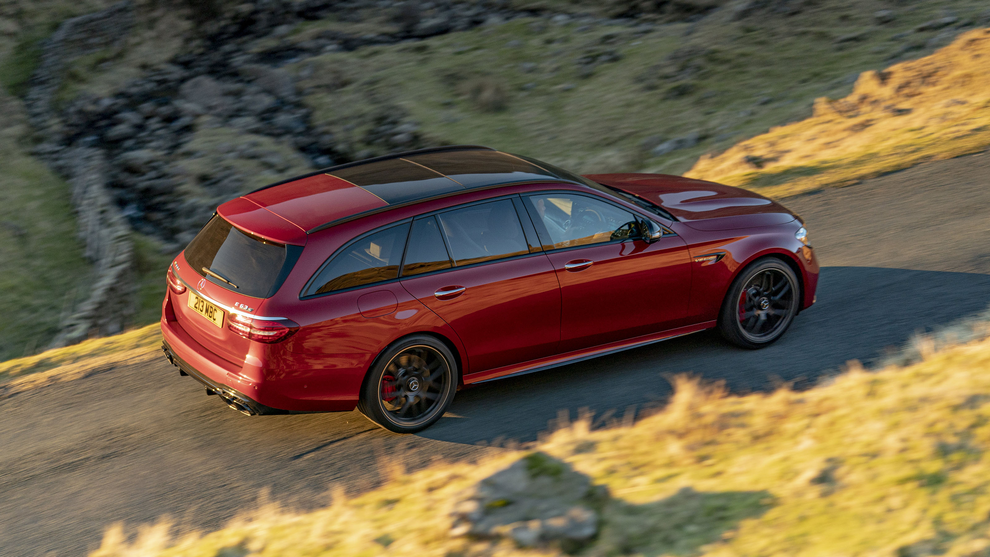 Mercedes-AMG E 63 estate driving - top view