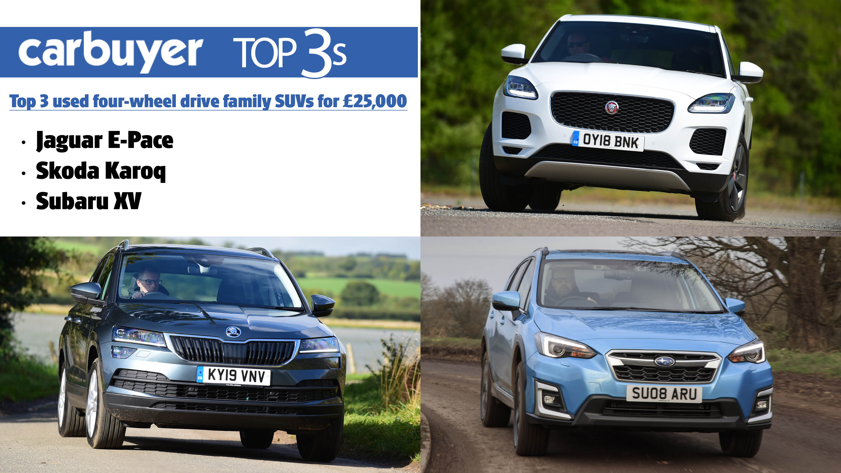 Top 3 used four-wheel drive family SUVs for £25,000 - hero