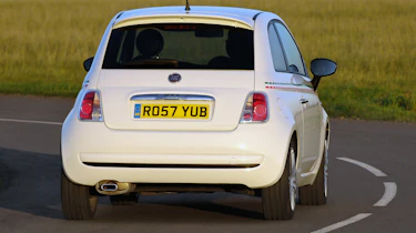 2008 Fiat 500 driving - rear