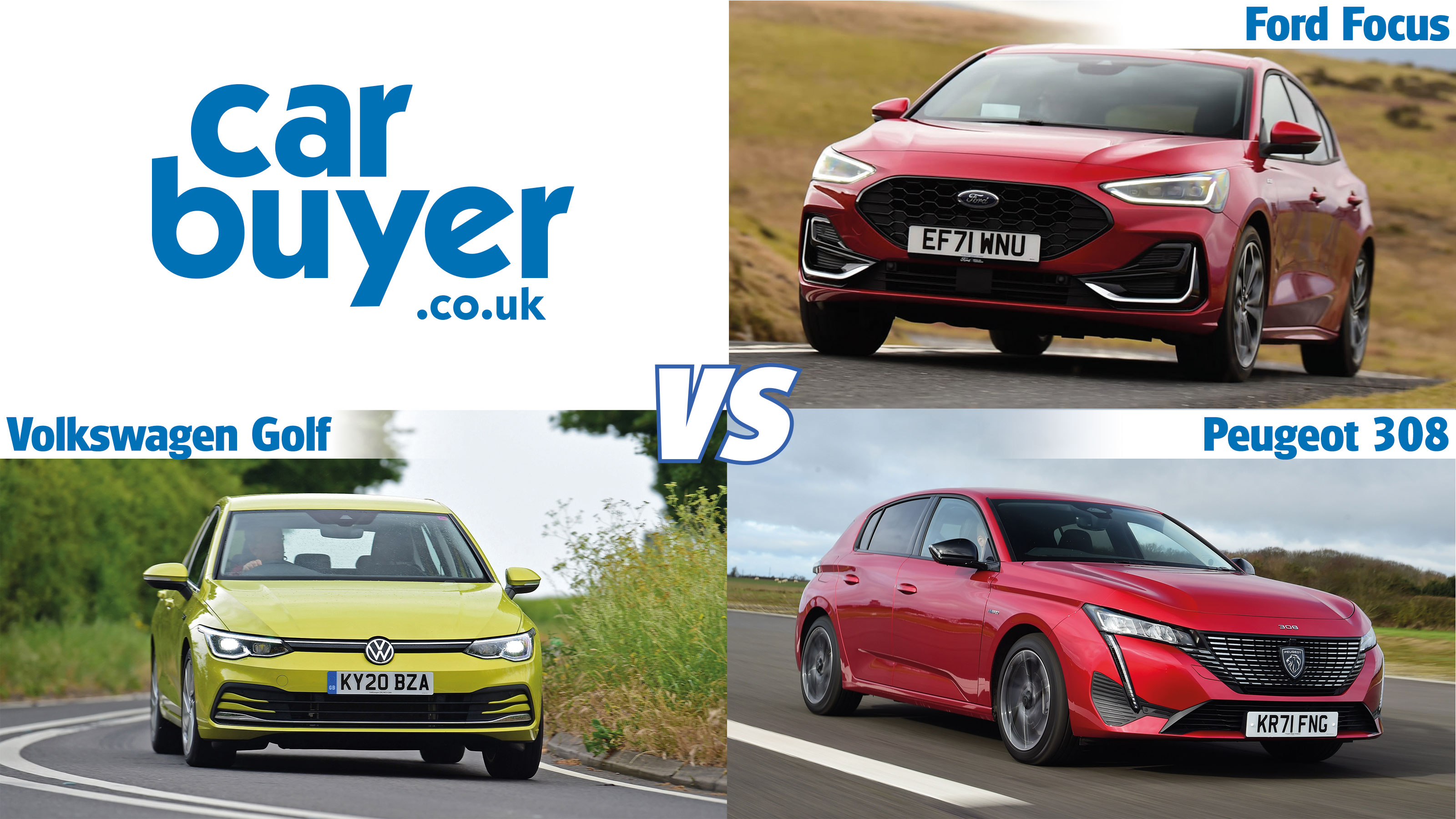 Ford Focus vs Volkswagen Golf vs Peugeot 308 header
