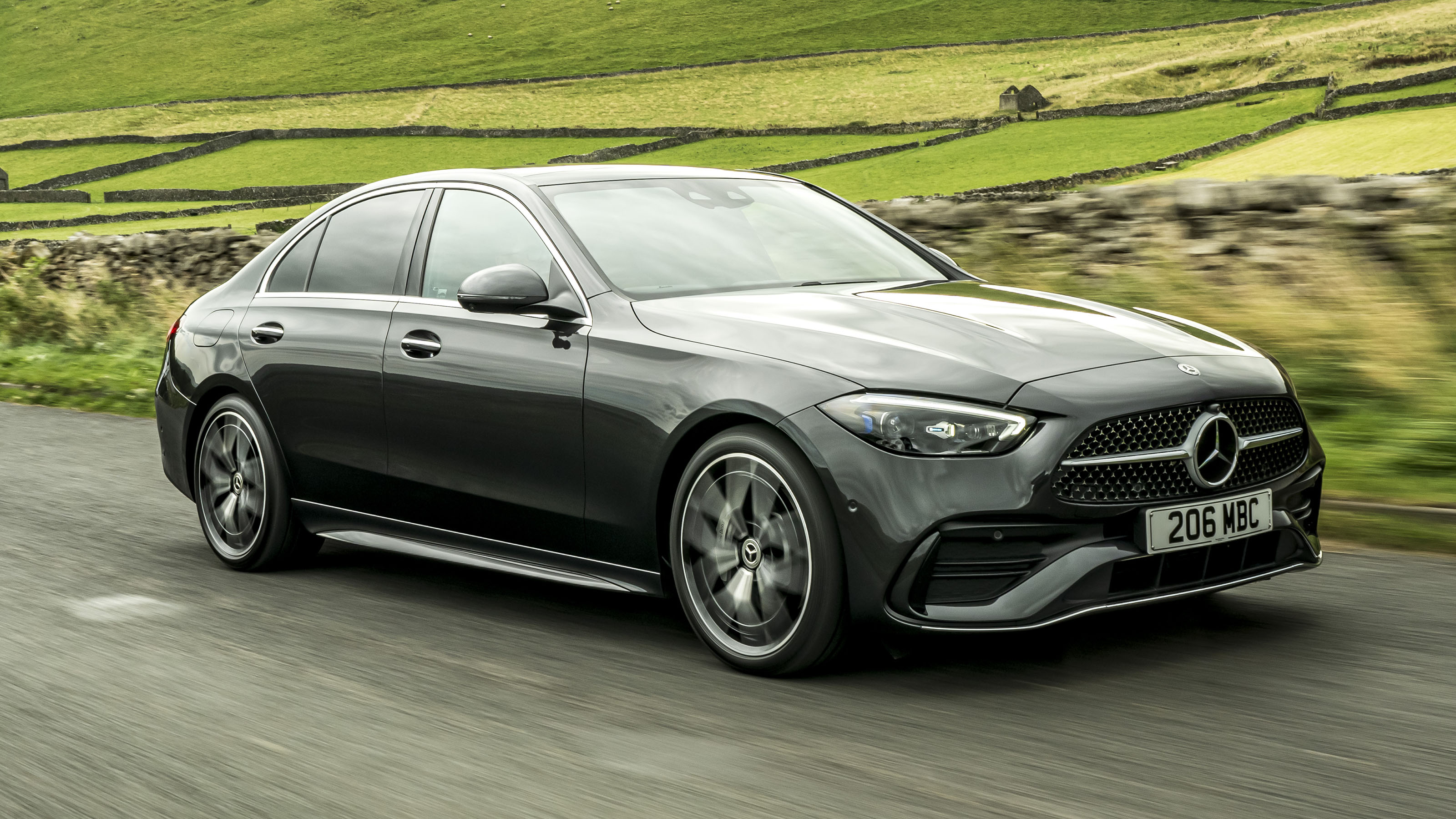 Mercedes C-Class saloon driving - front