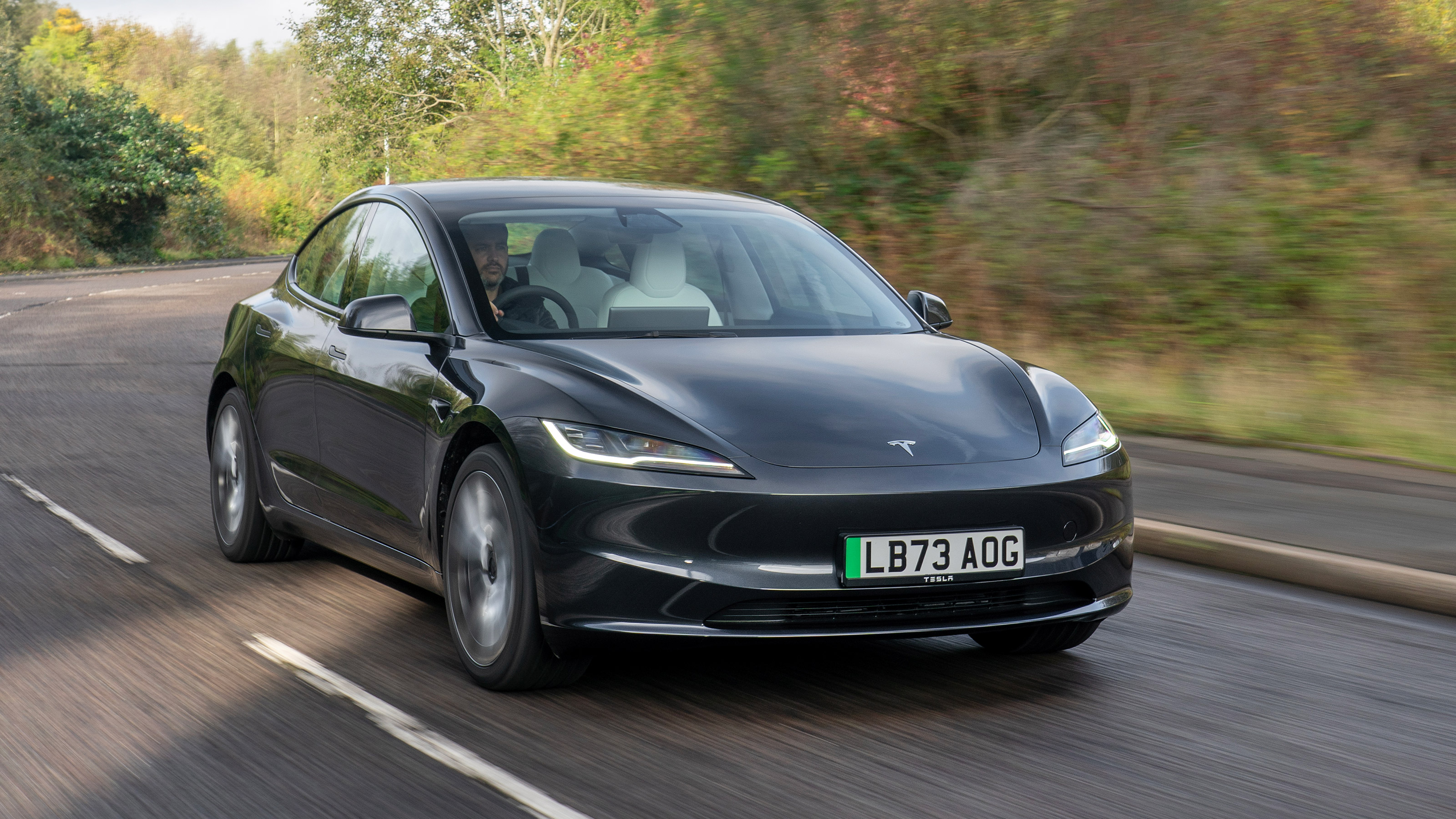Tesla Model 3 facelift front 3/4