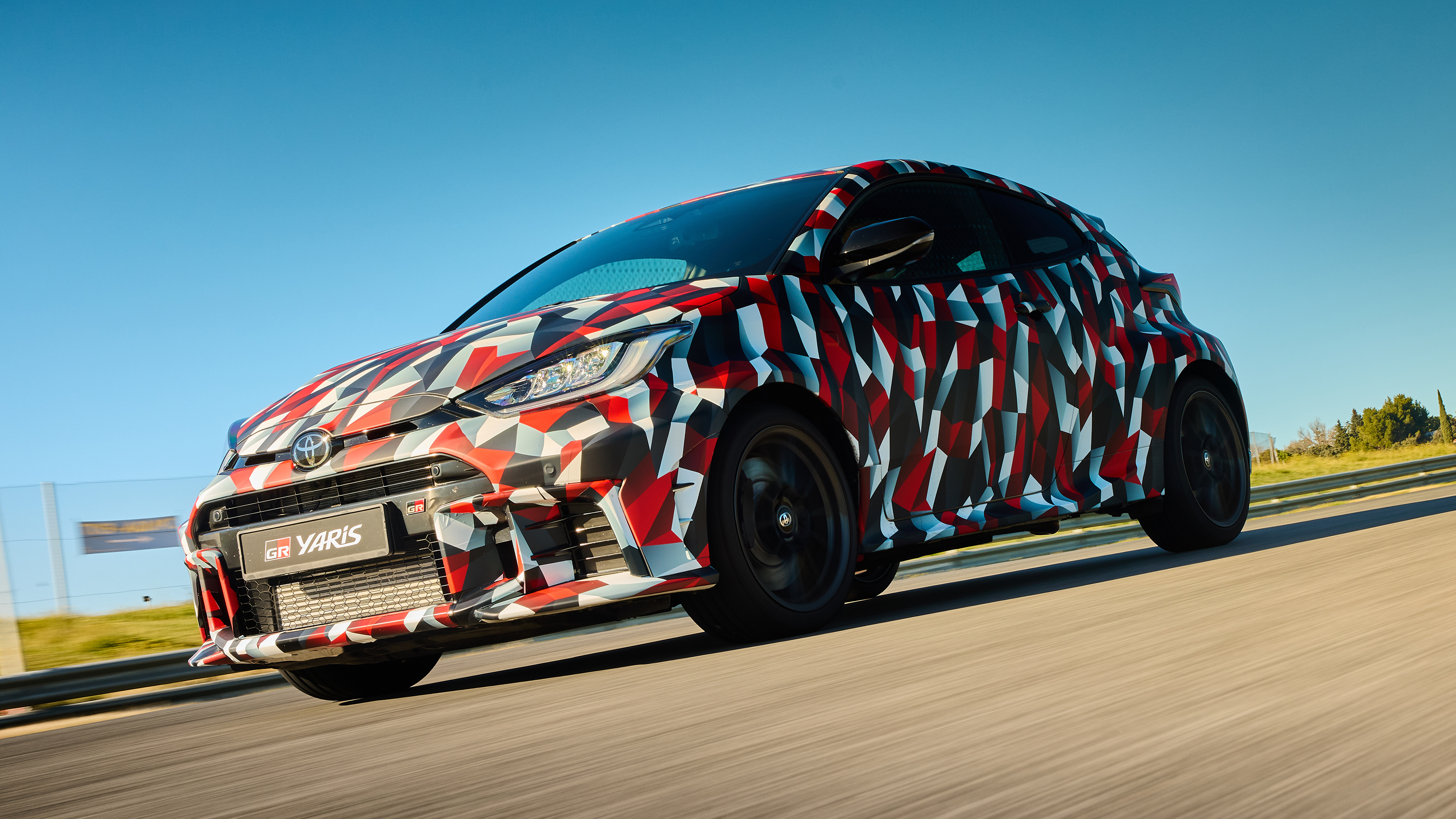 Facelifted 2024 Toyota GR Yaris driving low shot