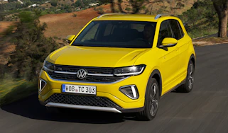 Facelifted Volkswagen T-Cross tracking front