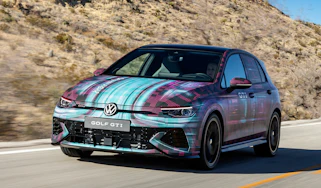 VW Golf GTI tracking front quarter