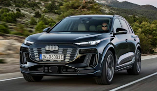 Audi Q6 e-tron front quarter tracking