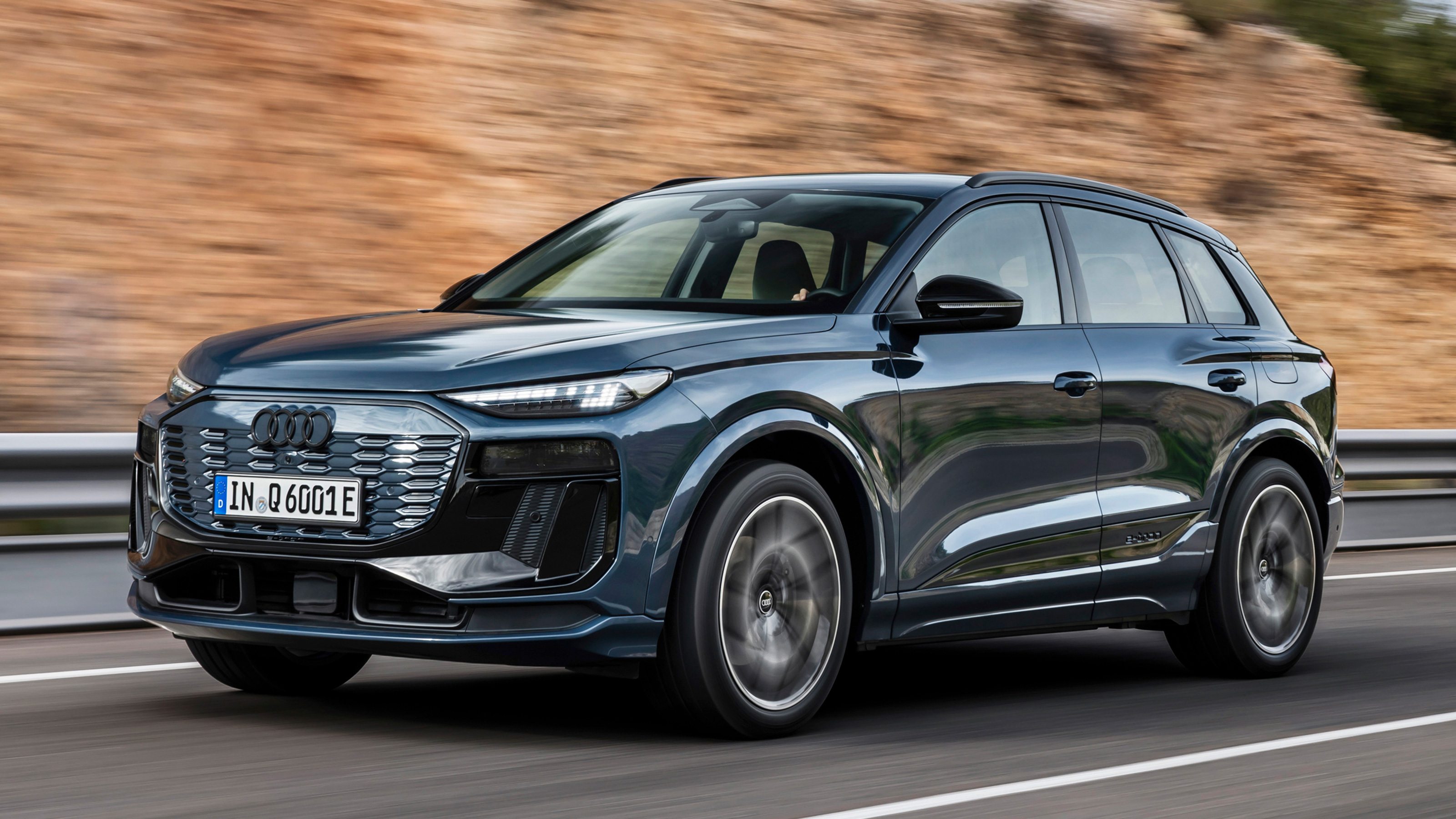 Audi Q6 e-tron front quarter tracking 2