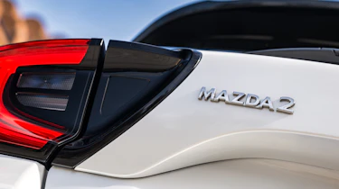 Mazda2 Hybrid logo closeup