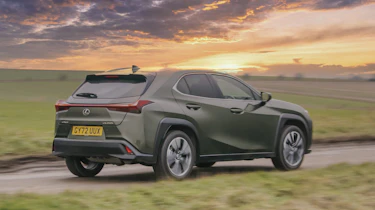 Lexus UX 2024 rear quarter dynamic 2