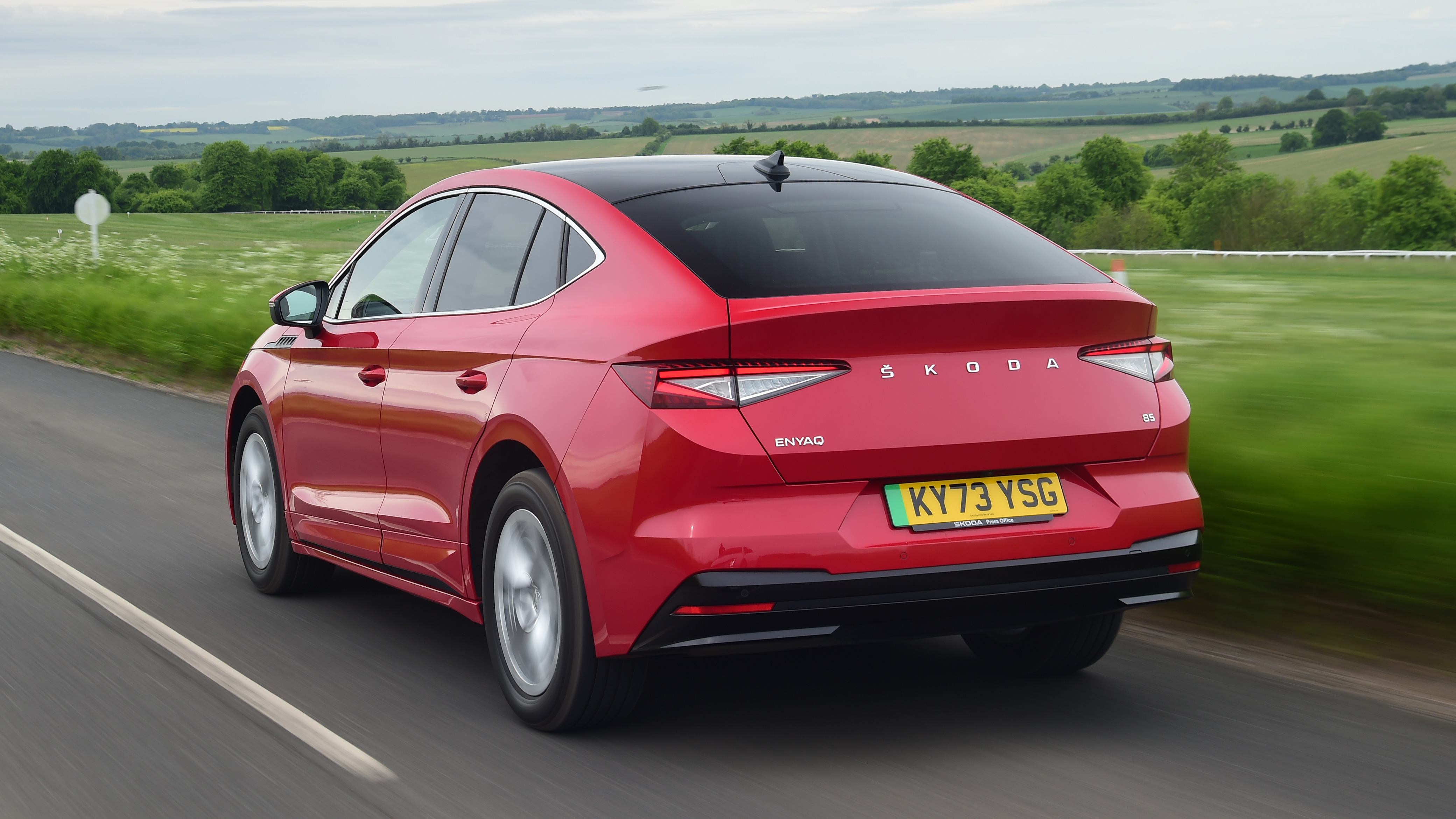 Skoda Enyaq Coupe rear quarter driving