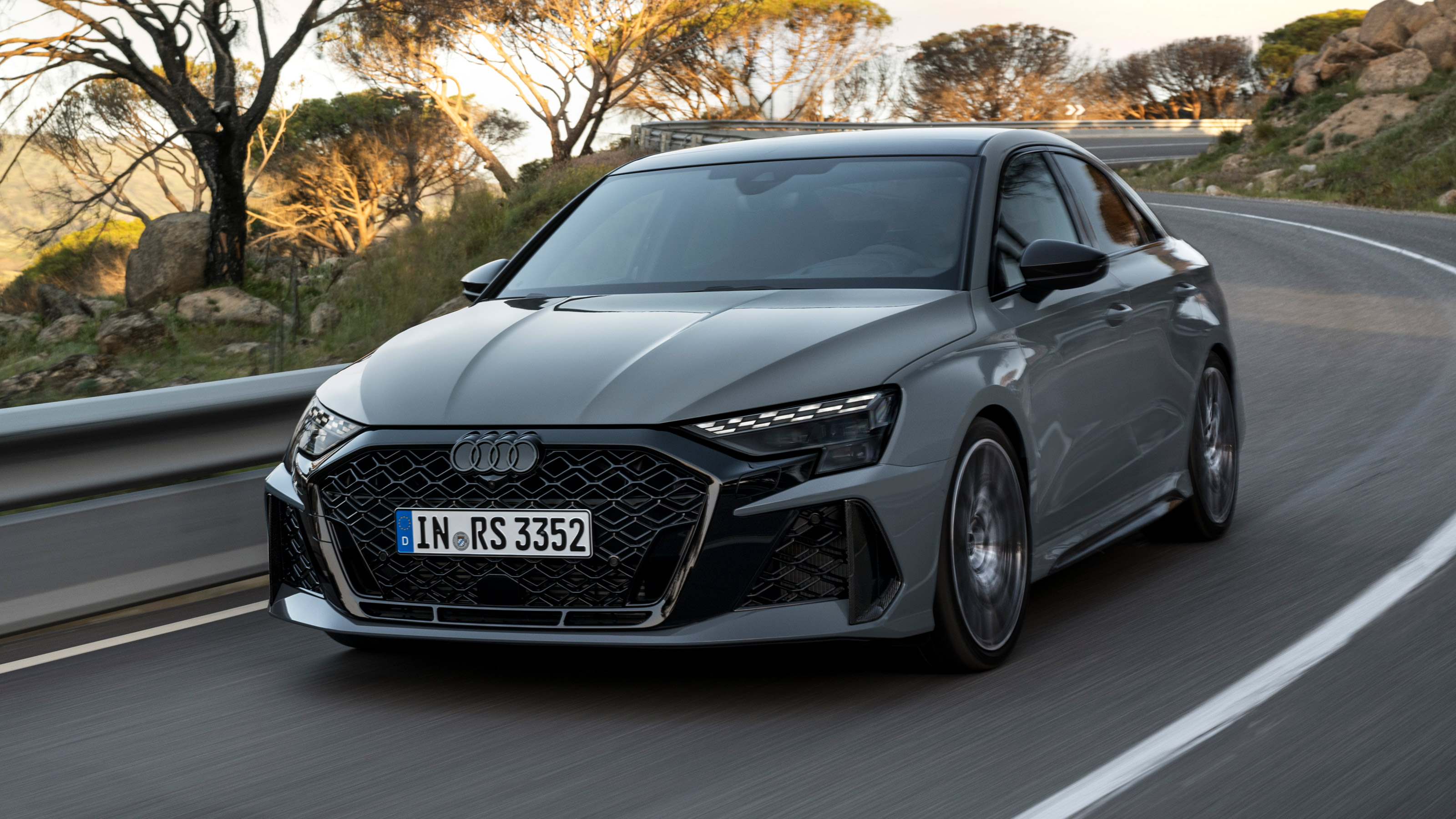 2024 Audi RS3 saloon front quarter dynamic