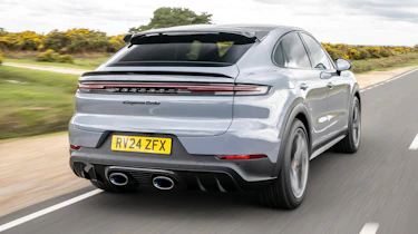 Porsche Cayenne Coupe Turbo E-Hybrid rear quarter dynamic