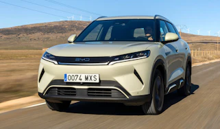 BYD Atto 2 Carbuyer front quarter driving