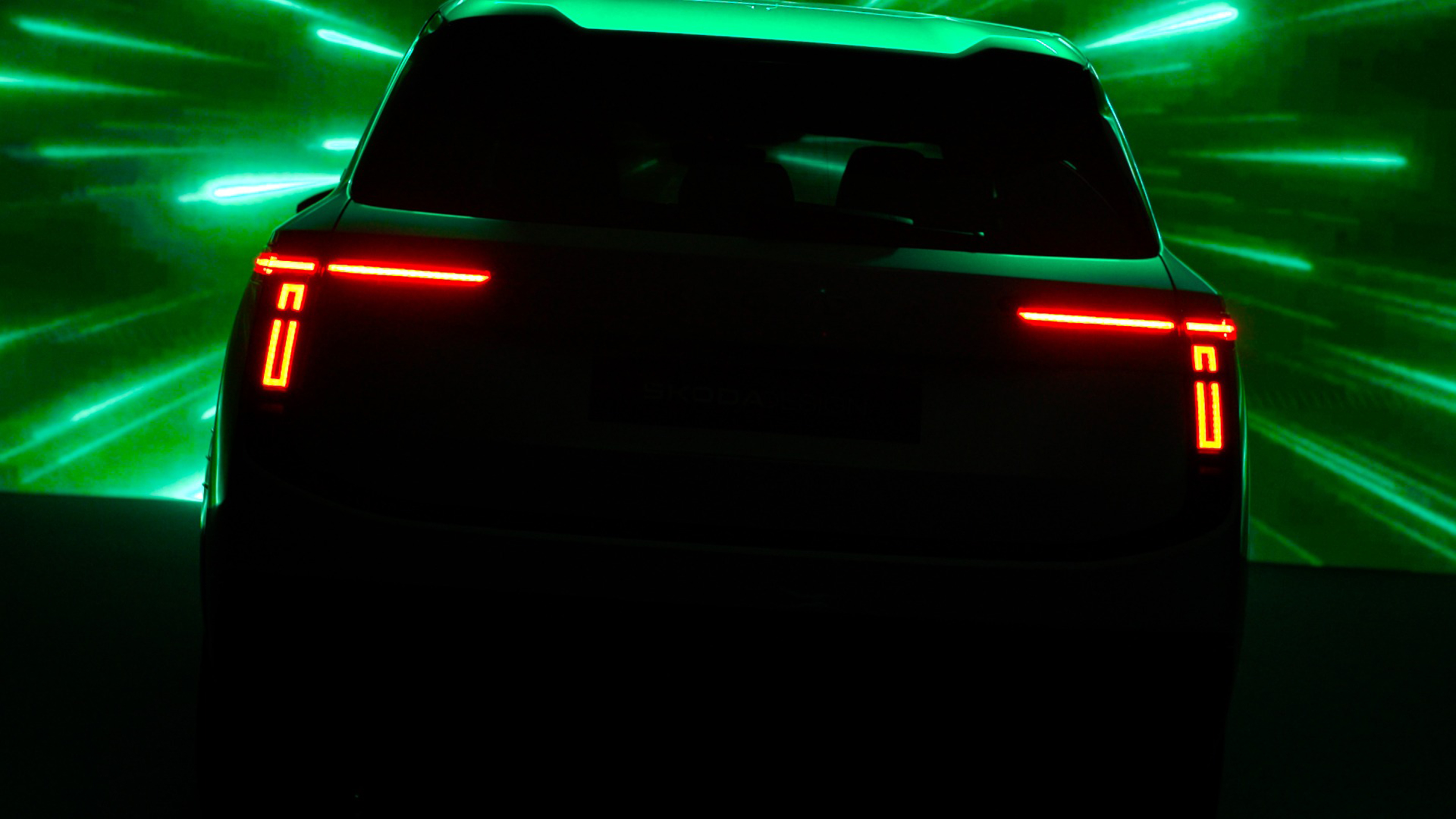 Skoda seven seater EV teaser rear