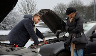 jump starting a car
