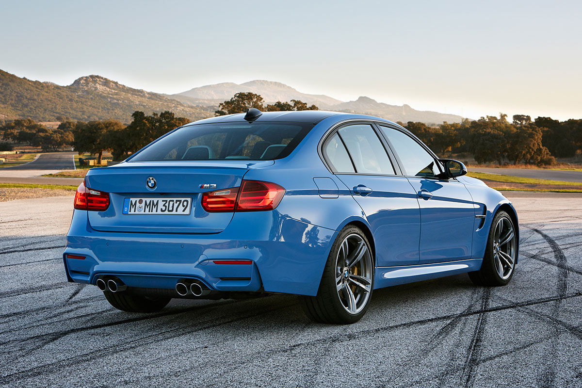 BMW M3 saloon 2014 rear quarter static