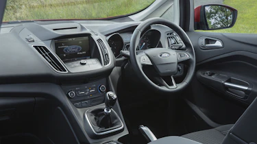 A large screen in the middle of the dash is powered by Ford's SYNC infotainment system
