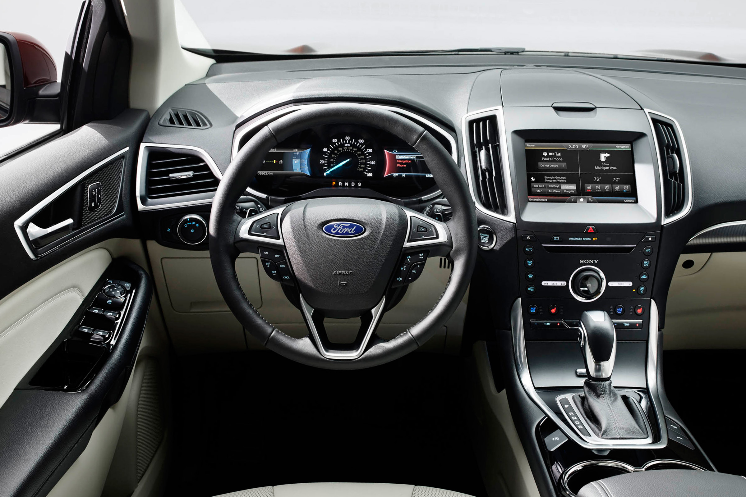 The Edge interior features a 10-inch touchscreen display for the SYNC 3 infotainment system.
