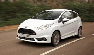 White Ford Fiesta ST cornering
