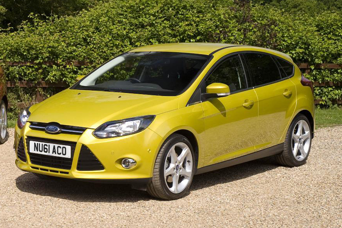 Gold-coloured Ford Focus