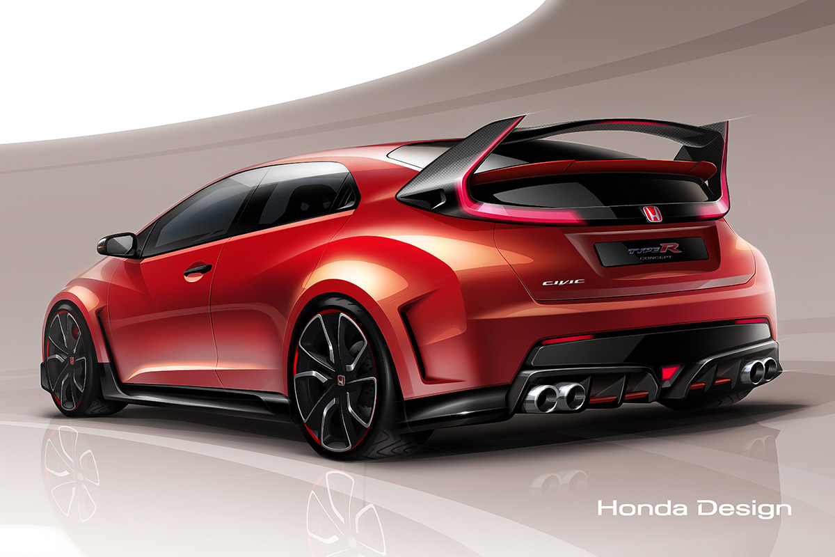 Honda Civic Type-R rear quarter sketch