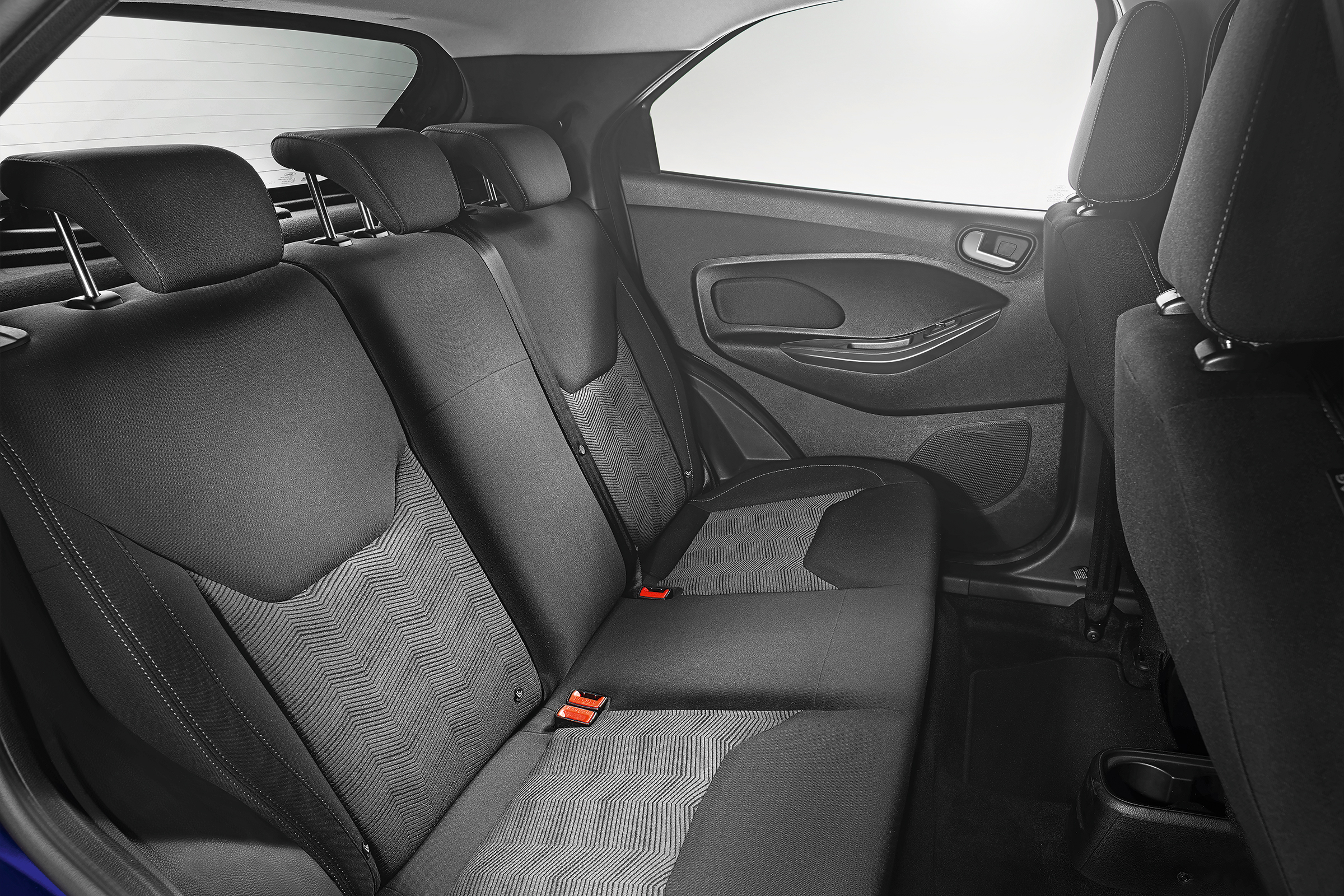 You sit upright in the Ka+, which prevents lounging out but ensures legroom is good