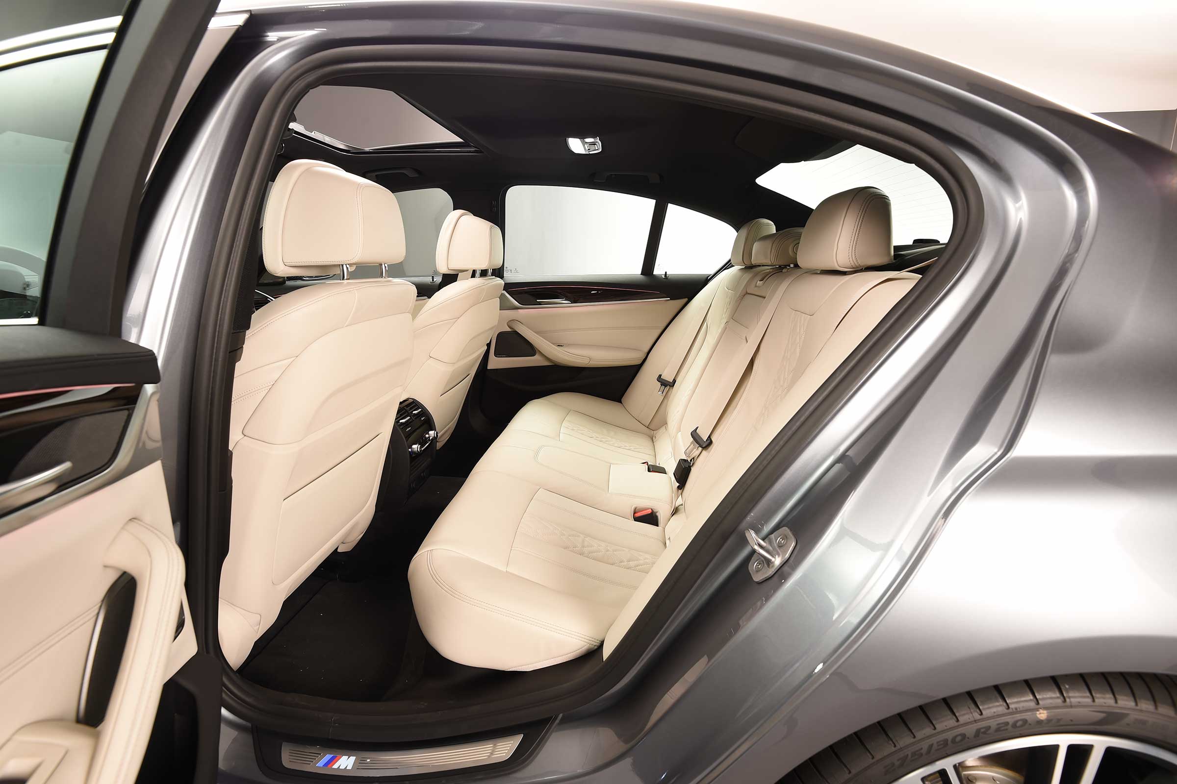 Sitting in the back of the latest 5 Series is no hardship: leg and headroom are excellent