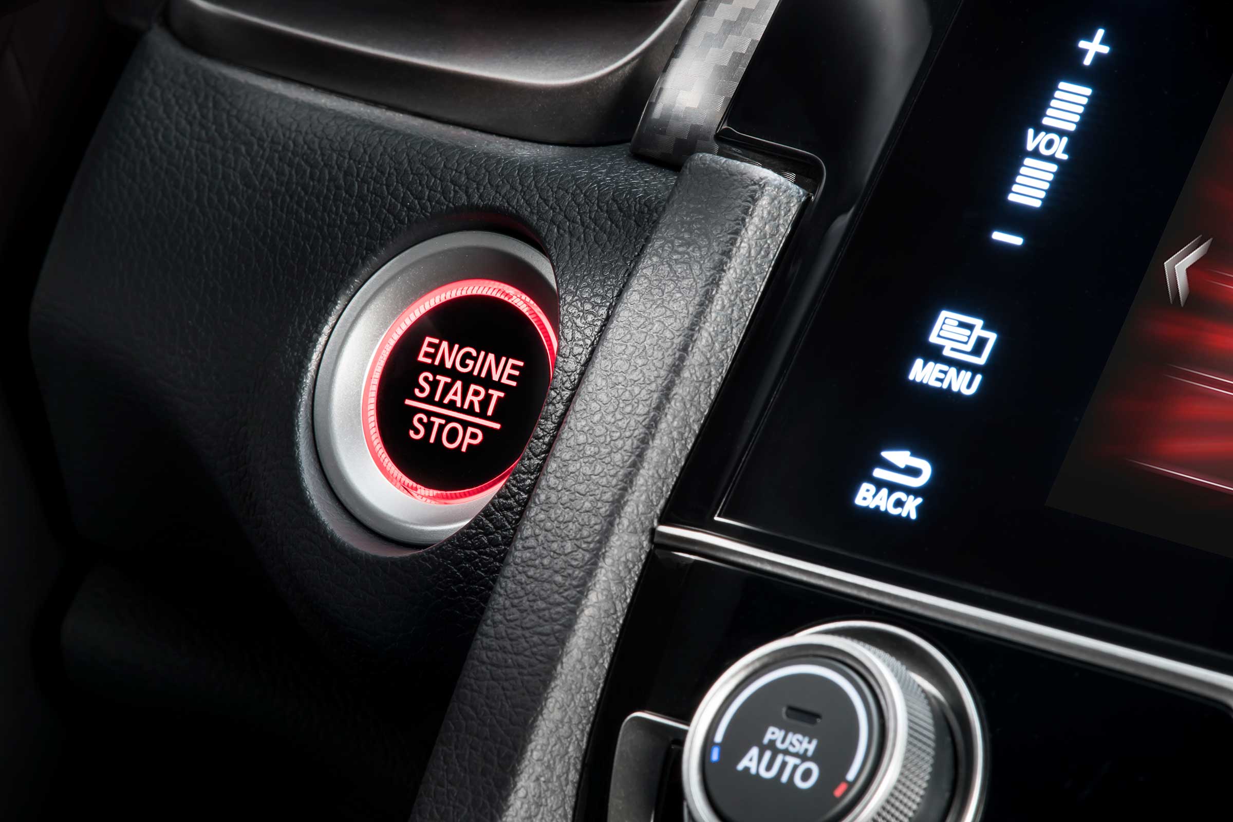 A sporty start stop button adds extra drama to the beginning of each journey.